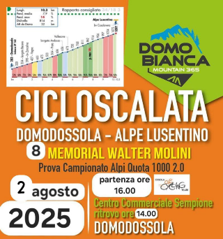 Torna il Memorial Walter Molini: l’epica cicloscalata Domodossola–Alpe Lusentino il 2 agosto