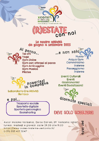 Verbania - Torna l’Università del BenEssere di Auser: un’estate all’insegna dell’attività e della socialità