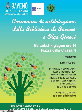 Baveno - Biblioteca intitolata a Olga Ginesi, vittima dell’eccidio sul Lago Maggiore